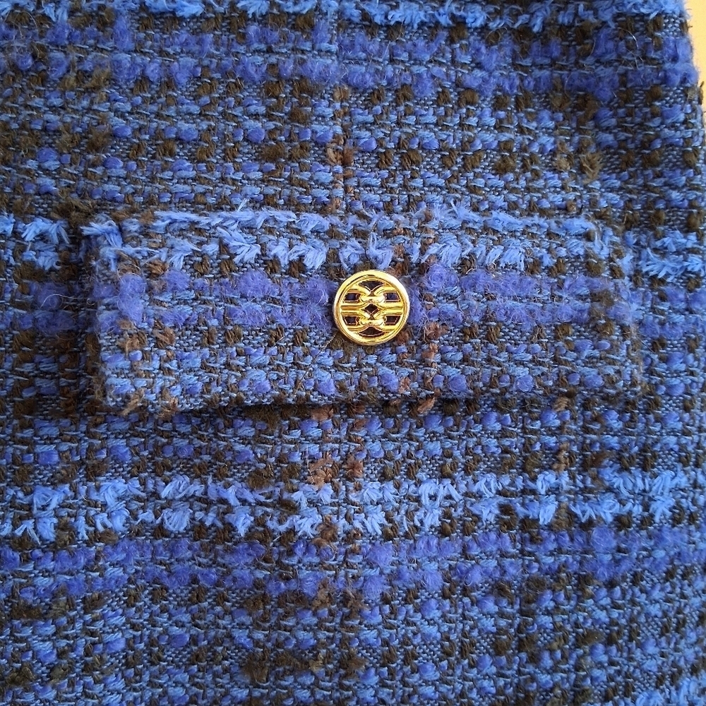 Sandro Cobalt Blue Tweed Mini Skirt Size 6 - Picture 5 of 9